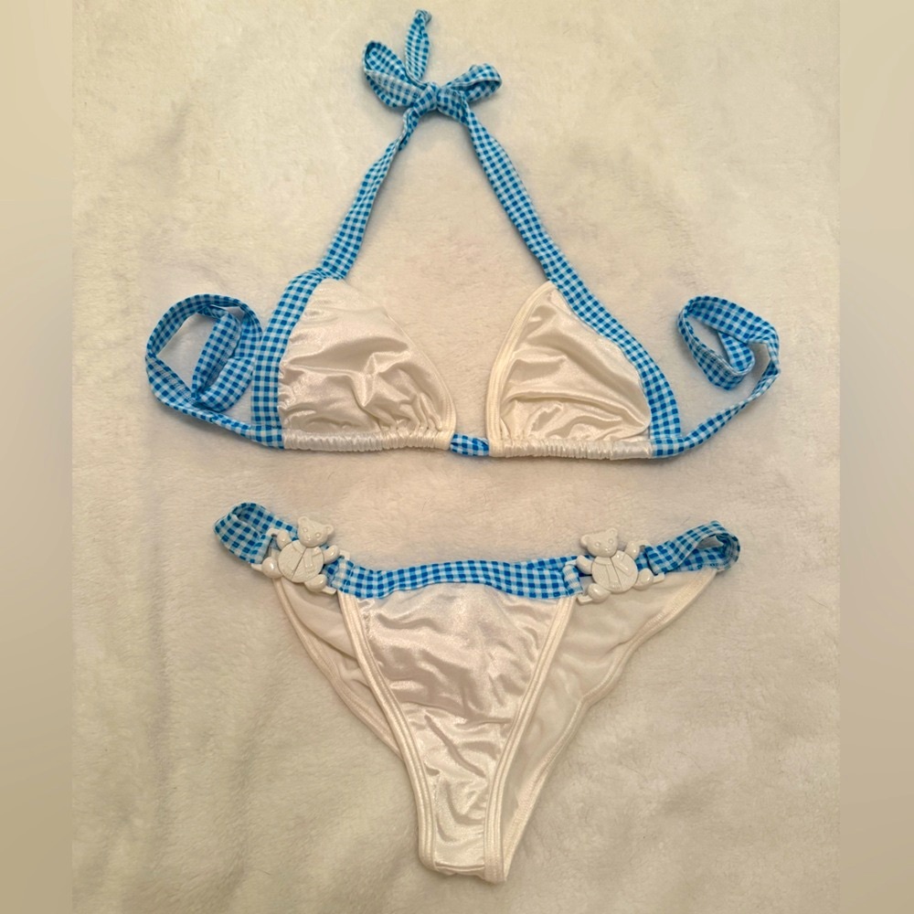 💙Blue and White Gingham Sexy Swim SET